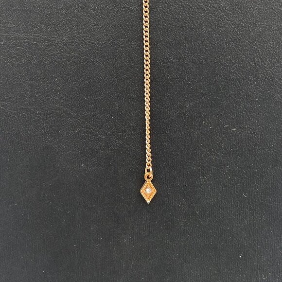 Luv AJ Rhinestone Full Bloom Lariat Y-Drop Chain Necklace Classis Preppy Work - Picture 4 of 4